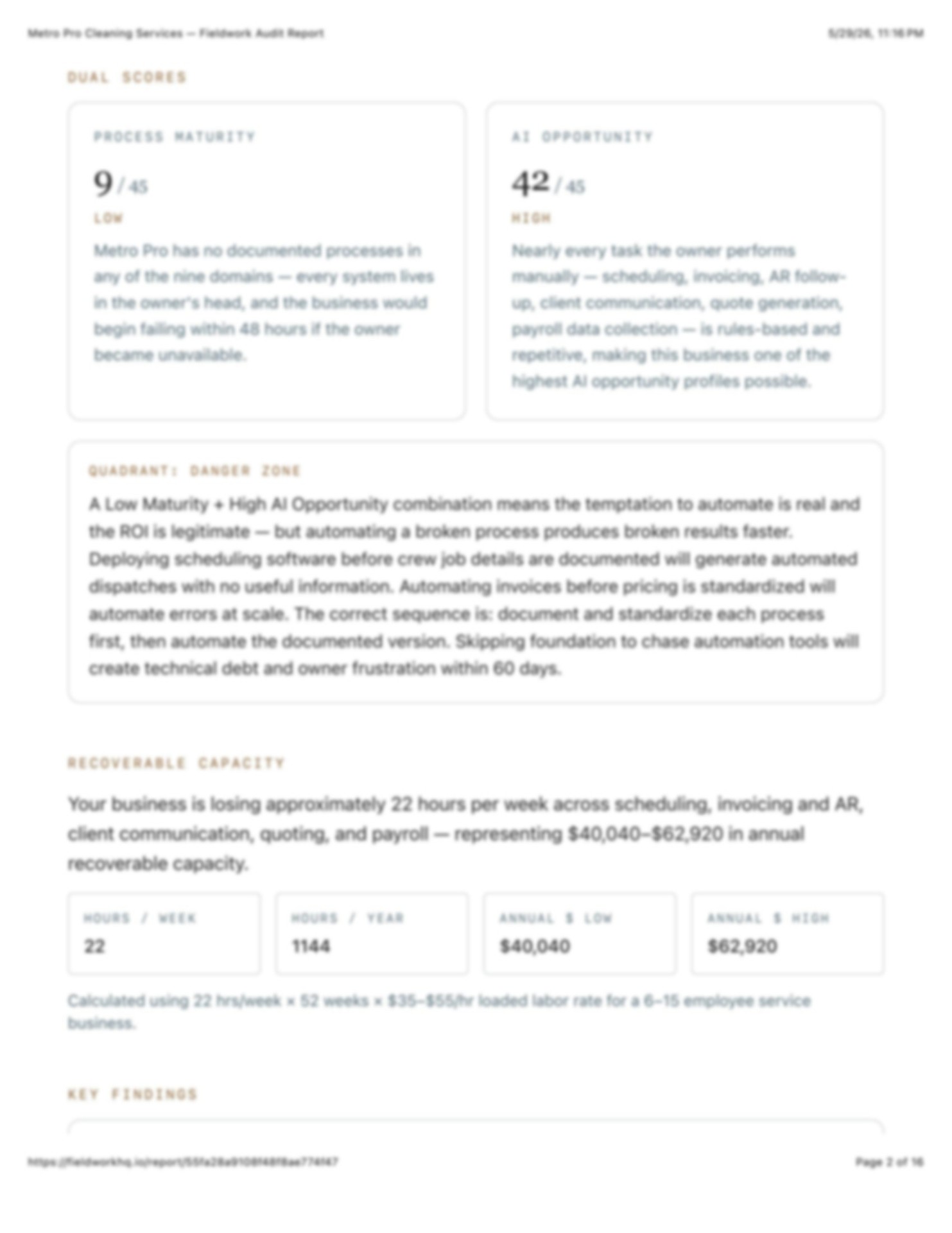 Dual Scoring System — Process Maturity and AI Opportunity scores